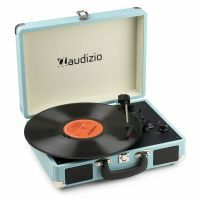 Audizio RP116BL Retro Schallplattenspieler mit Bluetooth in/out - Plattenspieler im Koffer - Blau