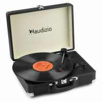 Audizio RP116BK Retro-Schallplattenspieler mit Bluetooth in/out - Plattenspieler im Koffer - Schwarz