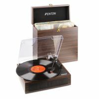 Fenton RP170D Plattenspieler mit Bluetooth und Plattenkoffer - Holz Dunkel