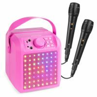 Fenton KAR50P Karaoke Lautsprecher Akku Karaoke Set mit Bluetooth, LEDs und 2 Mikrofonen - pink