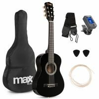 MAX SoloArt Junior 1/4 – Akustik Gitarre für Kinder – Komplettes Starter Set mit Zubehör – Schwarz