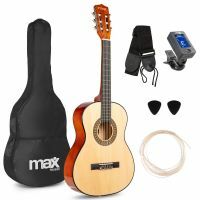 MAX SoloArt Junior 3/4 – Kinder Akustik Gitarre – Komplettes Starter Set mit Zubehör – Holzoptik