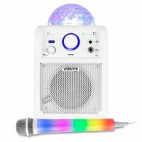 Vonyx SBS50W Karaokeanlage mit Bluetooth und LED-Karaokemikrofon – Weiß