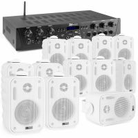 Power Dynamics PV260BT Soundsystem - 12x BGO30 Lautsprecher Weiß - 6-Zonen-Stereoverstärker - Bluetooth