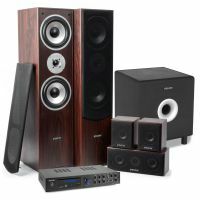 Fenton AV550BT 5.1 Heimkino-Set - Verstärker mit Bluetooth, Surround Lautsprecher und Subwoofer - Walnuss Braun