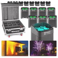 BeamZ BBP54 Uplight set - 8 Stk BBP54 Uplights, 8 x Ersatzakku inkl. Transportcase mit Ladefunktion