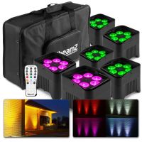 BeamZ BBP96S Uplight 6er Set mit Tasche - LED-PAR-Spot mit Akku und 6x 12 W RGBAW-UV LEDs und Wireless DMX