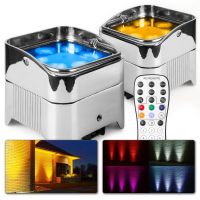 BeamZ BBP96SC Akku Uplight 2er Set LED Spots - 6x12W WDMX - verchromt