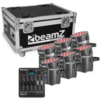 BeamZ BBP60 Akku Uplight 6er Set mit Flightcase und einer drahtlosen DMX Console - Komplettset