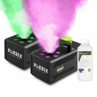 Fuzzix F506V vertikale Nebelmaschine 2er Set - mit LED Effekt mit 1L Nebelfluid und Fernbedienung 