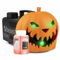 BeamZ Halloween Nebelmaschine - inkl. Nebelfluid und aufsteckbaren Kürbiskopf, LED Lichteffekt - Ideal für Halloween