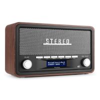 Audizio Foggia, Retro Radio, DAB Plus Radio mit Bluetooth - Tragbares Stereoradio mit Weckfunktion - 50W - Grau