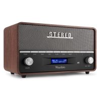 B-Ware - Audizio Corno retro DAB+ Radio mit Bluetooth - Tragbares Stereoradio mit Weckfunktion- 60W - Grau