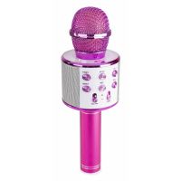 MAX KM01 Karaoke-Mikrofon mit eingebautem Lautsprecher, Bluetooth und MP3 – rosa