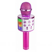 MAX KM15P Karaoke-Mikrofon mit eingebauten LEDs, Lautsprecher, Bluetooth und MP3 – rosa