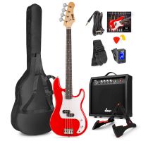 Max GigKit Bass Gitarre Komplett Set - Rot
