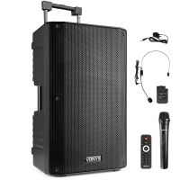 Vonyx VSA700-BP tragbarer Lautsprecher mit Bluetooth und drahtlosem Mikrofon + Headset - 1000W