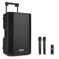 Vonyx VSA500 ABS 12" tragbarer Lautsprecher mit Bluetooth und 2x drahtlosem Mikrofon - 800W