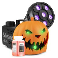 BeamZ Halloween Nebelmaschine Party Set - Mit aufsteckbarem Kürbiskopf - LED Schwarzlicht und Lichteffekte